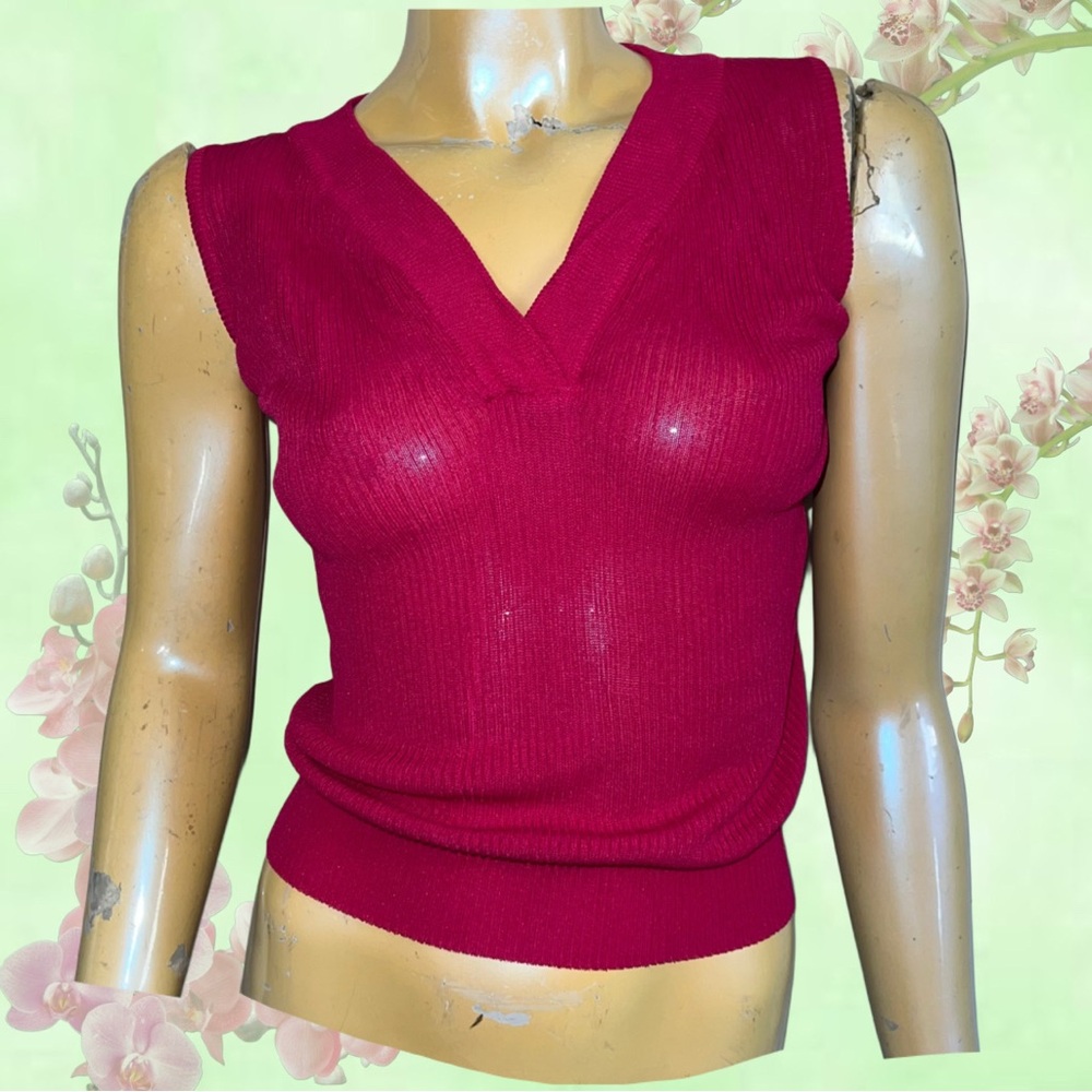 Hot Pink Sleeveless V-Neck Top